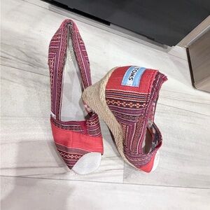 TOMS Women's Striped Red Espadrilles
